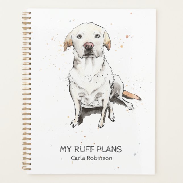Funny Labrador Retriever watercolor personalised Planner (Front)