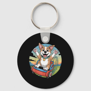 Funny Labrador Roller Coaster Dog Meme Cute Ride Keychain