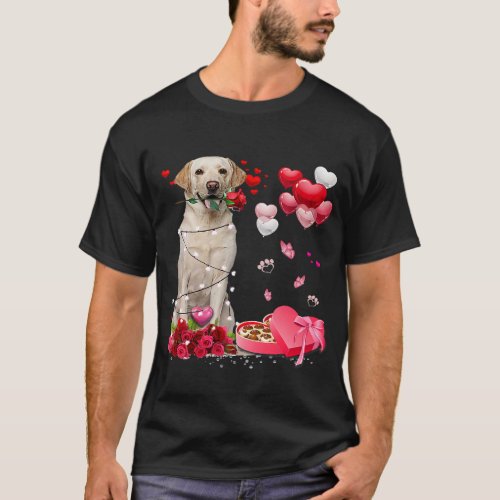 Funny Labrador Rose Heart Happy Valentine Day Dog  T_Shirt