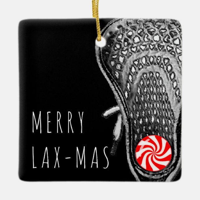 Funny Lacrosse Christmas Ceramic Ornament (Front)