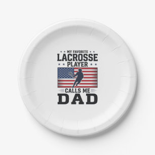 Funny Lacrosse Dad American Flag Vintage Shirt Des Paper Plates