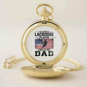 Funny Lacrosse Dad American Flag Vintage Shirt Des Pocket Watch