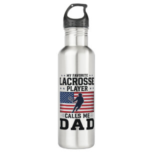 Funny Lacrosse Dad American Flag Vintage Shirt Des Stainless Steel Water Bottle