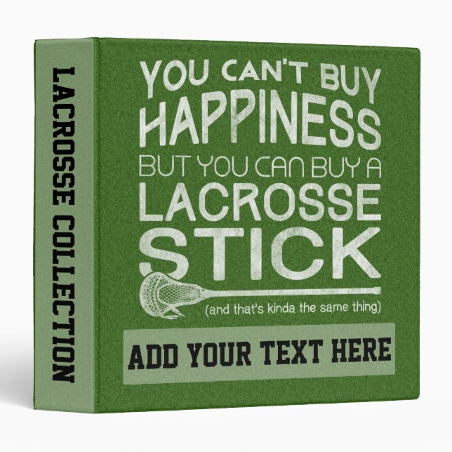 Funny Lacrosse Design Custom 3 Ring Binder (Front/Spine)