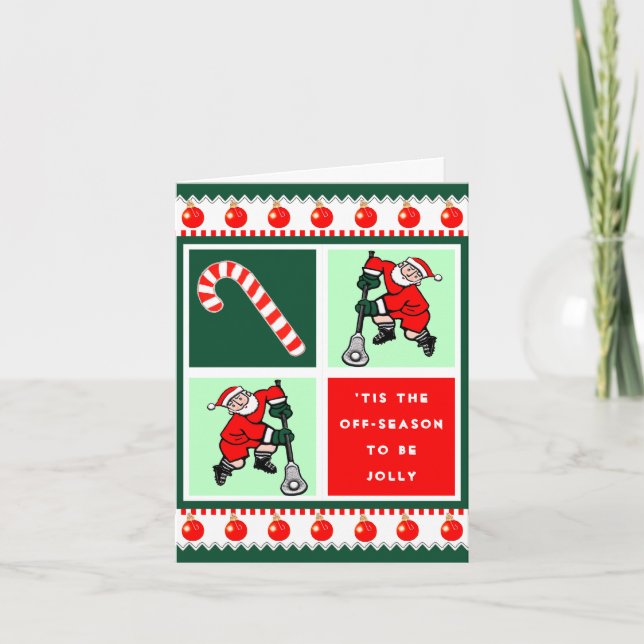 Funny Lacrosse Holiday Christmas Cards (Front)