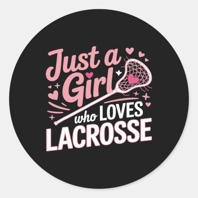 Funny Lacrosse Lax Player Graphic Girls Women  Classic Round Sticker (Front)