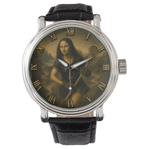 Funny Lacrosse Mona Lisa LAX Sports Gift Watch