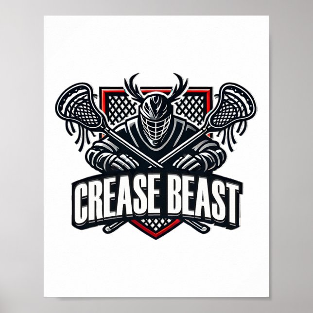 Funny Lacrosse Ops Warning Of Crease Beast Lax Goa Poster (Front)