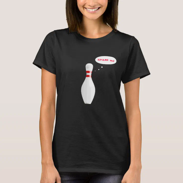 Funny Ladies Bowling Pin Cartoon Team Name Black T-Shirt | Zazzle