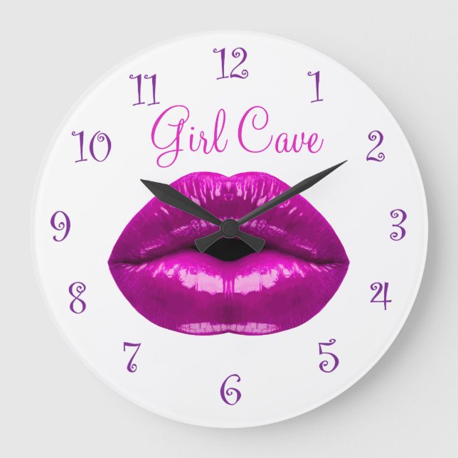 Funny Ladies Girl Cave Large Clock (Front)