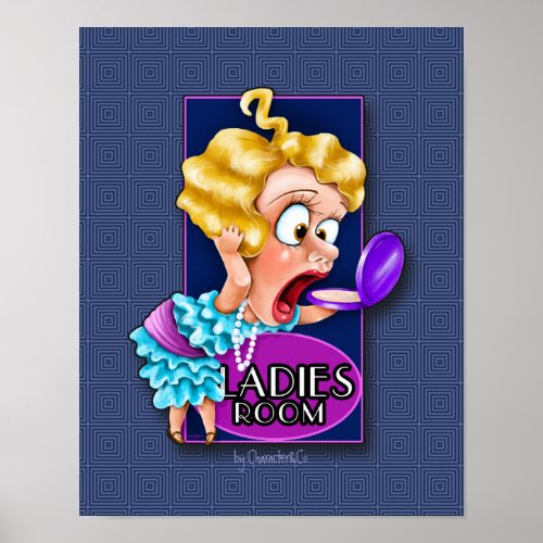 Funny Ladies room sign Flapper 1920 theme Poster