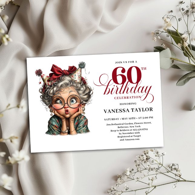 Funny Lady 60th Birthday Invite Party Template (Funny Lady 60th Birthday Invite Party Template)