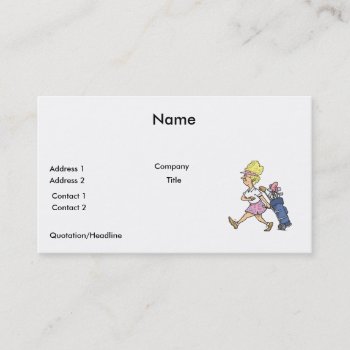 Funny Lady Golfer Cartoon Graphic Business Card by sports_shop at Zazzle