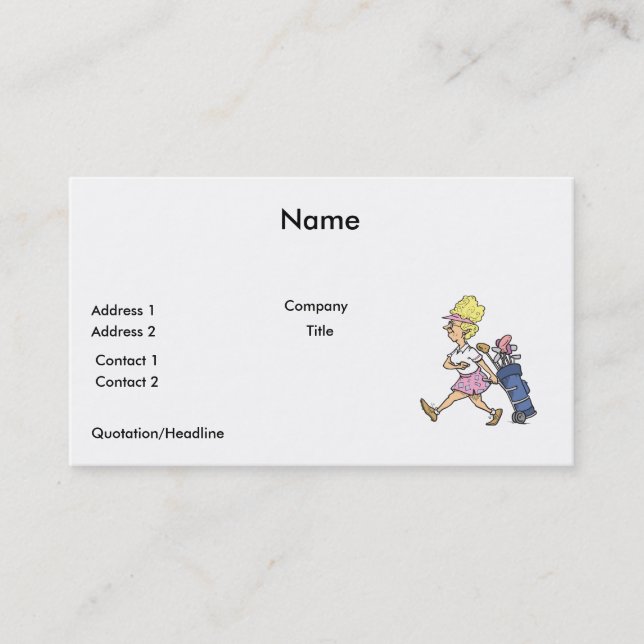 funny lady golfer cartoon graphic business card (Front)
