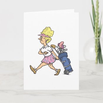 Funny Lady Golfer Cartoon Graphic Card by sports_shop at Zazzle