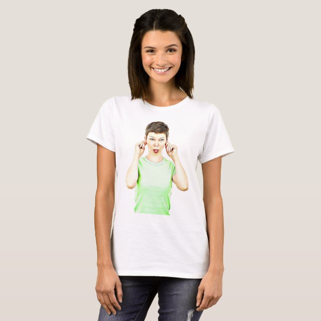 Funny Lady Making Faces Humorous Shirt (Front Full)