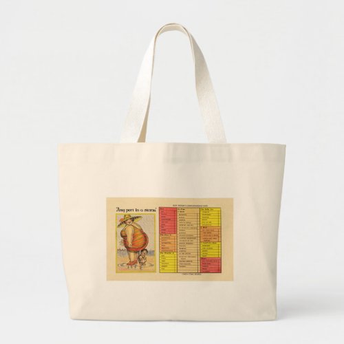 Funny Lady on Beach Large Tote Bag