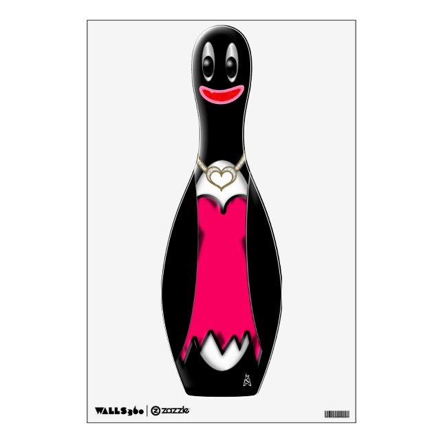 Funny Lady Penguin Bowling Pin - Irma Wall Decal (Front)