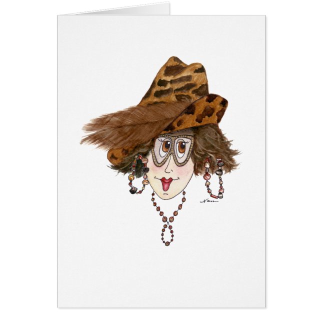 Funny Lady with a Normal Family Cards (Front)