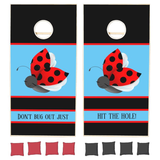 Funny ladybug add text cornhole set (Set)