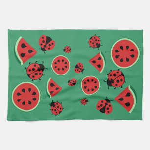 Funny Ladybug and Watermelon Kitchen Towel