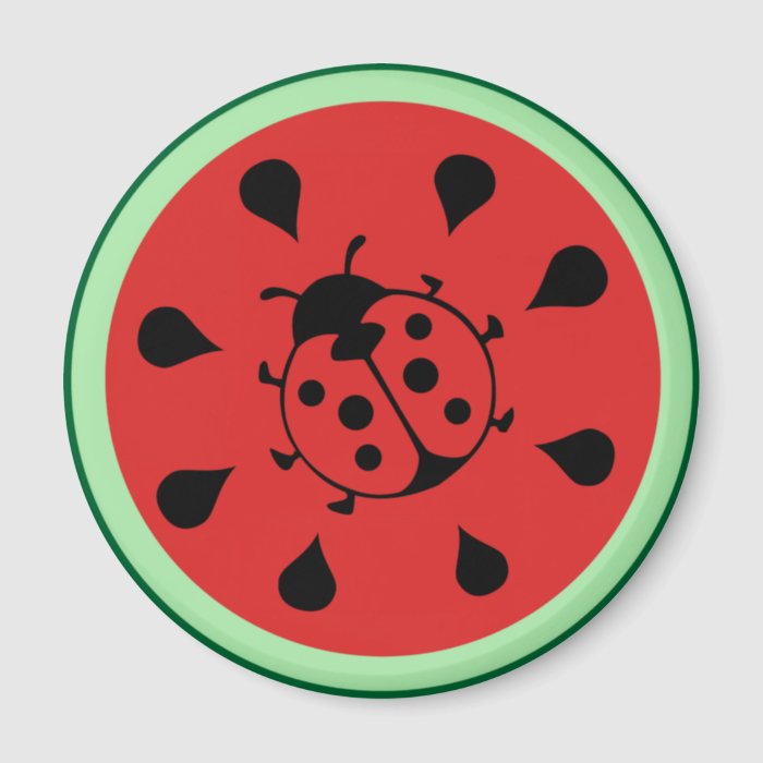 Funny Ladybug and Watermelon Magnet