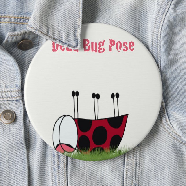 Funny Ladybug Dead Bug Yoga Pose Button (In Situ)