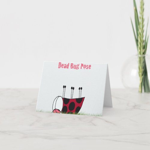 Funny Ladybug Dead Bug Yoga Pose Card