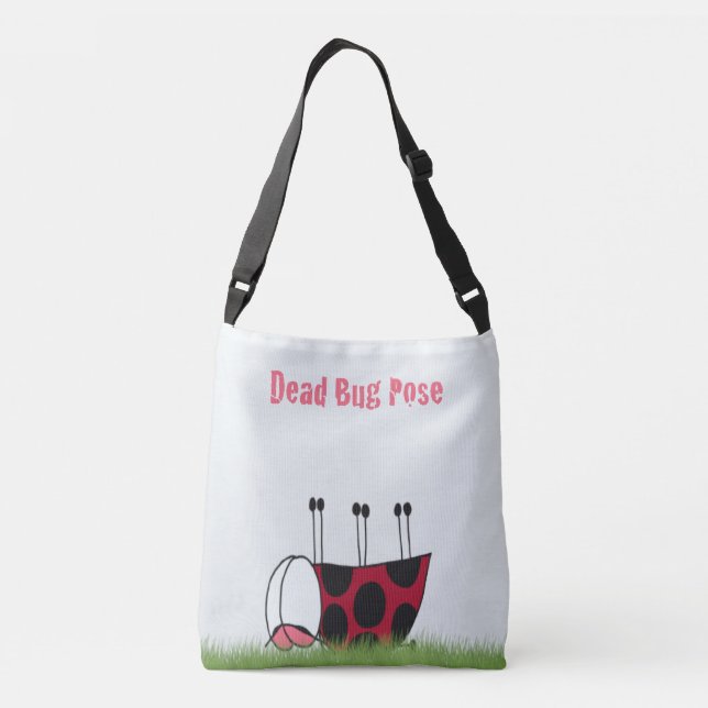 Funny Ladybug Dead Bug Yoga Pose Crossbody Bag (Back)