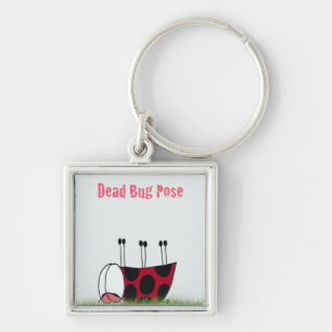 Funny Ladybug Dead Bug Yoga Pose Keychain