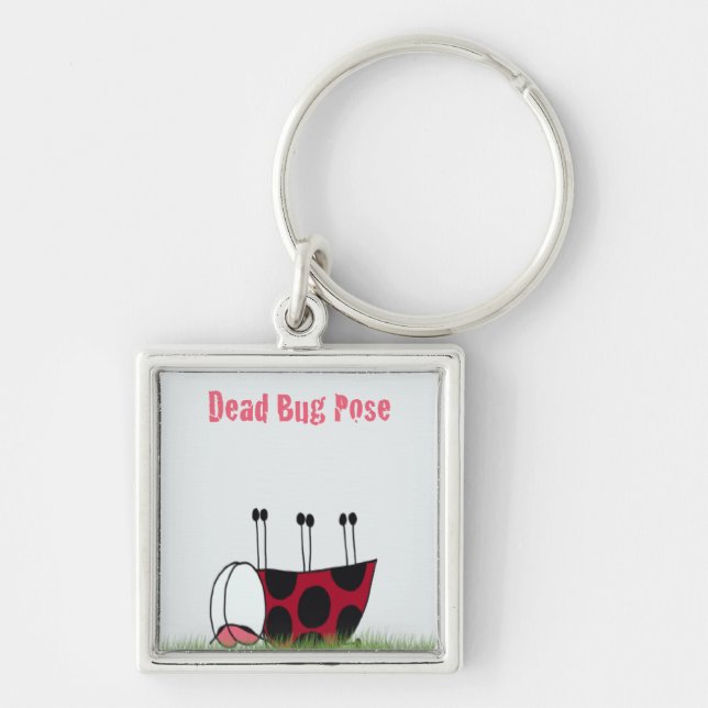 Funny Ladybug Dead Bug Yoga Pose Keychain (Front)