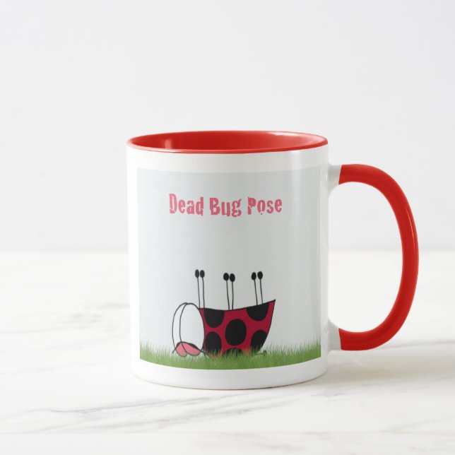 Funny Ladybug Dead Bug Yoga Pose Mug (Right)