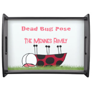 Funny Ladybug Dead Bug Yoga Pose Serving Tray