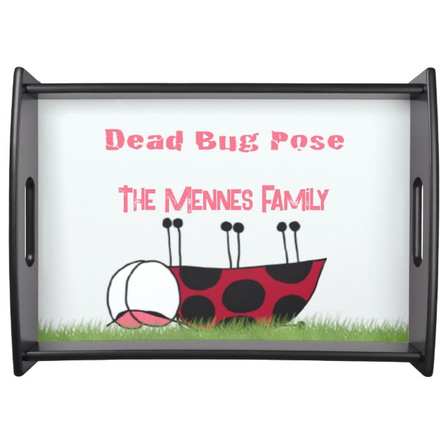 Funny Ladybug Dead Bug Yoga Pose Serving Tray (Front)