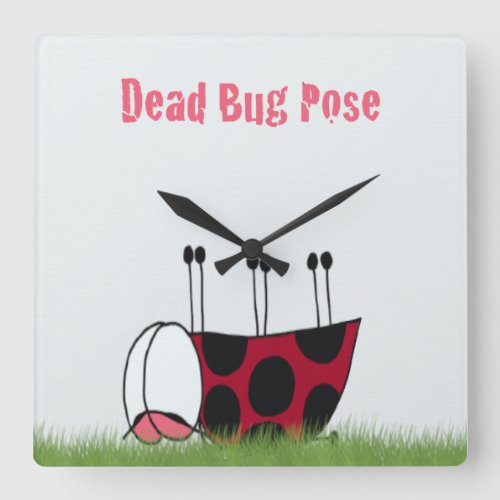 Funny Ladybug Dead Bug Yoga Pose Square Wall Clock