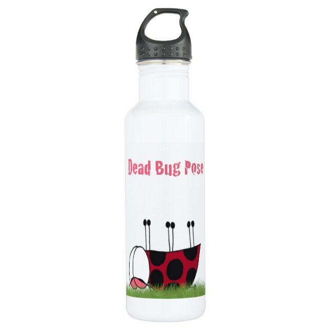 Funny Ladybug Dead Bug Yoga Pose Stainless Steel Water Bottle (Front)