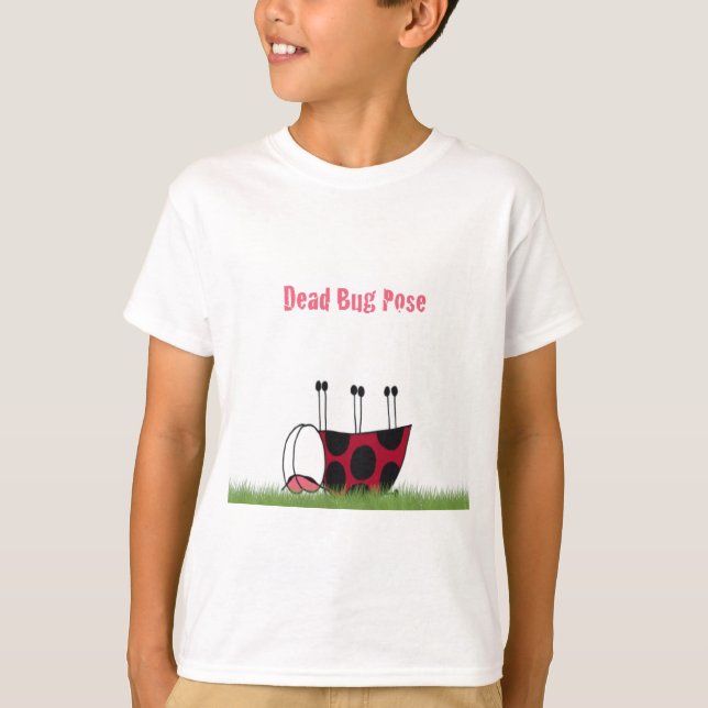 Funny Ladybug Dead Bug Yoga Pose T-Shirt (Front)