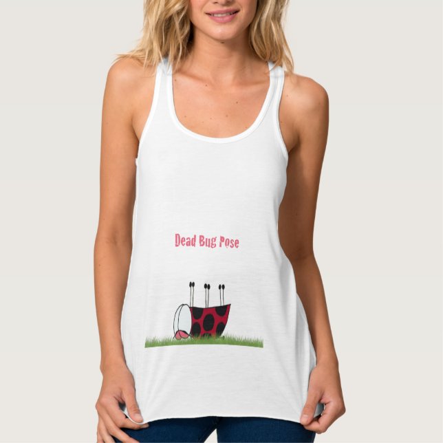Funny Ladybug Dead Bug Yoga Pose Tank Top (Front)
