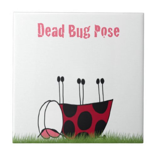 Funny Ladybug Dead Bug Yoga Pose Tile