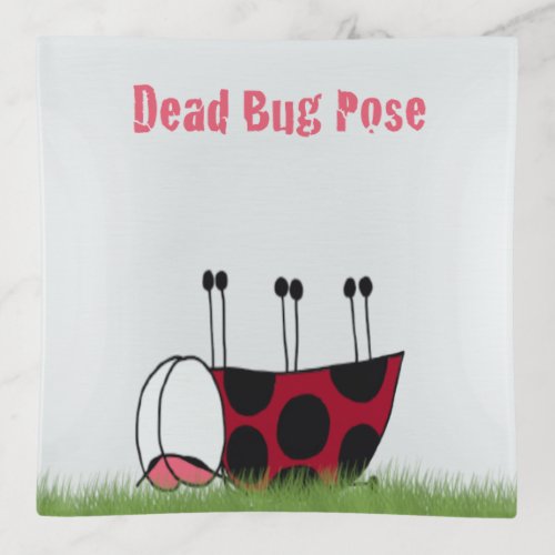 Funny Ladybug Dead Bug Yoga Pose Trinket Tray