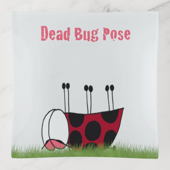 Funny Ladybug Dead Bug Yoga Pose Trinket Tray (Front)