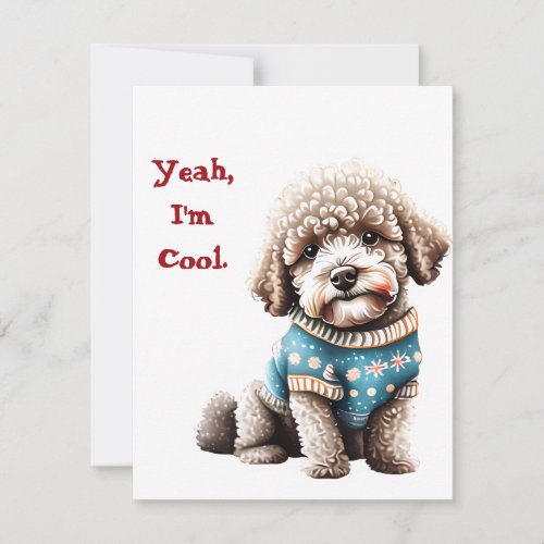 Funny Lagotto Romagnolo in Christmas Sweater Holiday Card