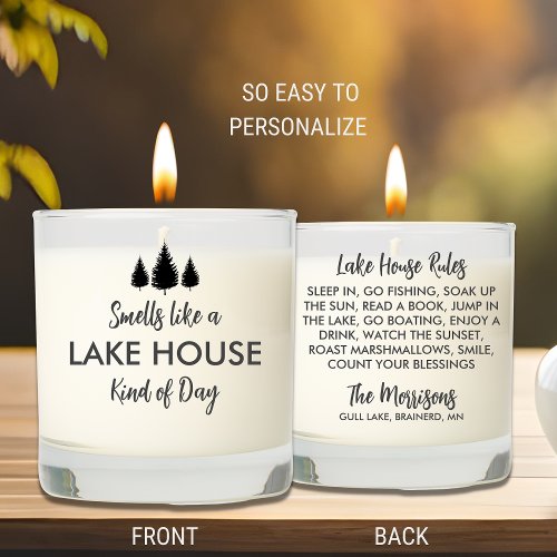 Funny Lake House Rules Gift Personalized Text Scented Candle