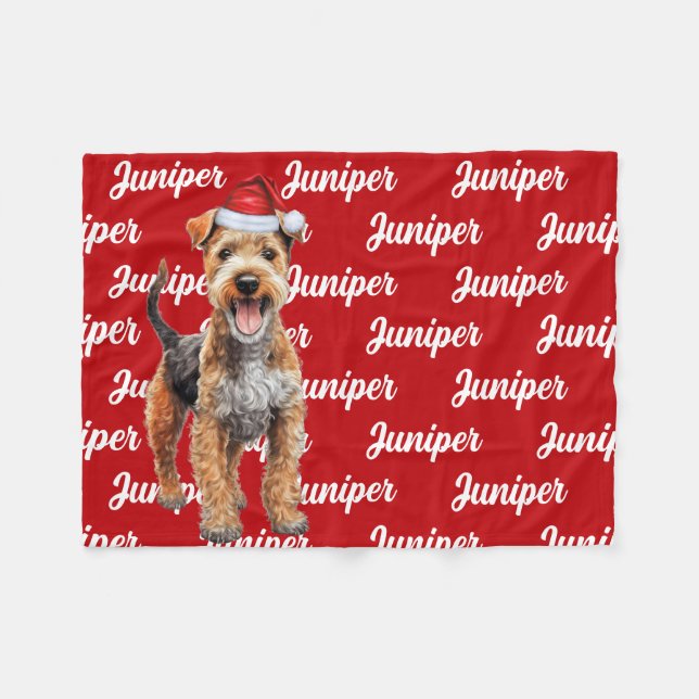 Funny Lakeland Terrier Dog Name Pattern Christmas Fleece Blanket (Front (Horizontal))