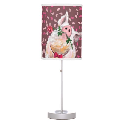 Funny Lamp with Gentleman Pig with Rose