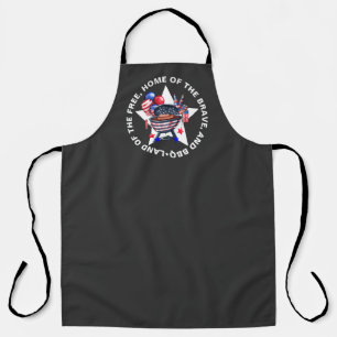 Funny Land of the Free Festive USA BBQ Grill Apron