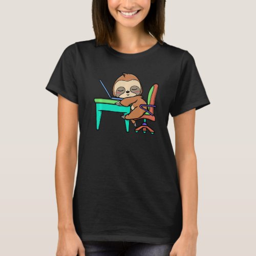 Funny Laptop Home Office Work Sloth Homeworking Jo T_Shirt