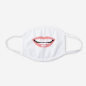 Funny Large Smiling Bright Pink Lips with Teeth White Cotton Face Mask (Front)