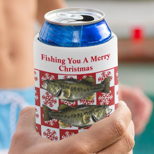 Funny Largemouth Bass Fishing Pun Christmas Custom Can Cooler