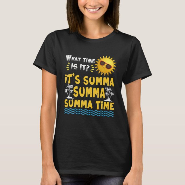 Funny Last Day Of School Summer Time Palm Tree T-Shirt (Front)